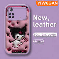 YIWESAN เคสสำหรับ Xiaomi Poco M4 Pro 5G Redmi Note 11T 5G Note 11S 5G เคสการ์ตูน3D น่ารัก Kuromi ใหม่เคสเคสใส่โทรศัพท์หนังแฟชั่นซิลิโคนฝาหลังอ่อนนุ่มเลนส์รวมเคสป้องกันกล้อง