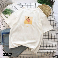 kr045พร้อมส่ง**สินค้ามาใหม่** เสื้อยืดคอกรมแฟชั่น แขนสั้น ลายไอยู เนื้อผ้านุ่ม ใส่สบาย ไม่ร้อน ผ้าไม่หนาไม่บางเกินไป unisex