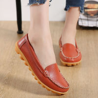 (DNK)New Women Shoes Leather Slide Flats Shoes Korean Rubber Shoes for Ladies Sale Comfort Slip on Shoes