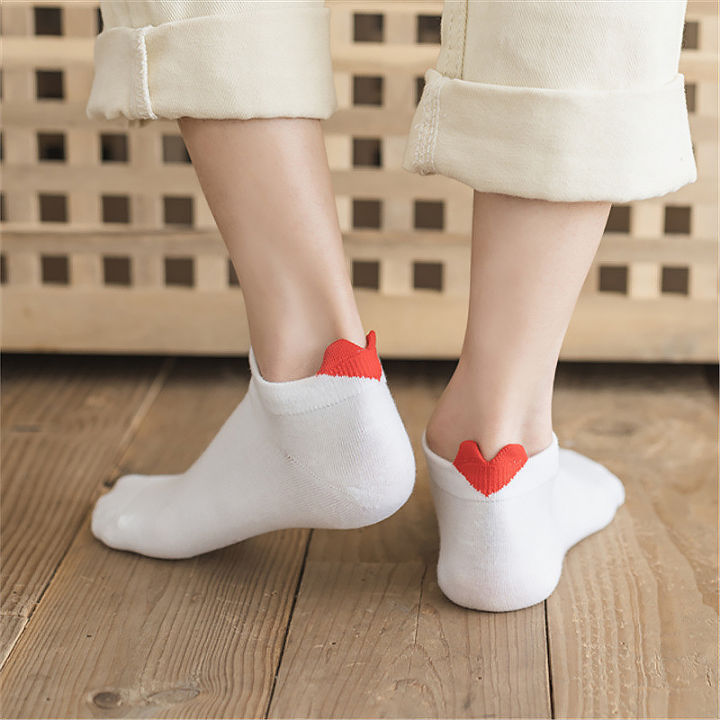 6คู่ผู้หญิงถุงเท้าสั้นสบายๆหญิงฮาราจูกุ-streetwear-น่ารักลูกอมสีหัวใจสาวนักเรียนสบาย-kawaii-ถุงเท้าข้อเท้า