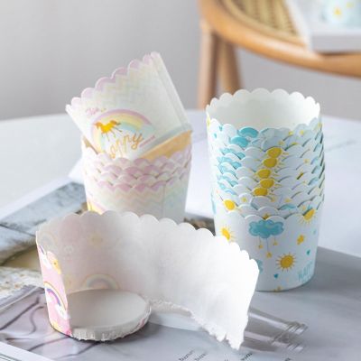 【hot】 50pcs Cup Paper Resistance Cups Cartoon Pattern Pastry Supplies Disposable Wrappers