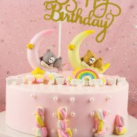 Lovely Cake Toppers Moon Bear Kids Birthday Party Baby Shower Baking Cake Decor Wedding Cakes Cute Decoration