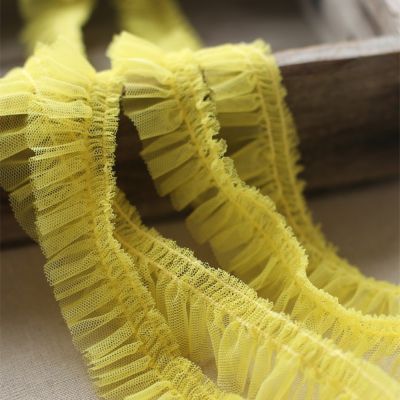 1M Pleated Tulle Fabric 3.5cm Trim Sewing Guipure Supplies Pink Laces Material dentelle RT11