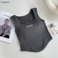 [Toplans]?[HOT SALE]?? Women Letter embroidery Tank Top Summer U Neck แขนกุด Y2k สตรีท