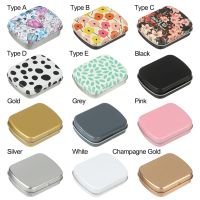 【hot】✖✳  Tin Metal Hinged Tins With Lid Rectangular Small Storage Pill Cases Organizer