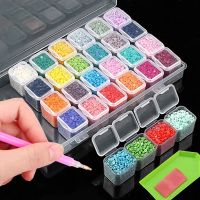 hyfvbujh✌✇♝  28 Grids Painting Tools with Funnel Sticker pen Embroidery Accessories