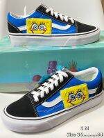 Vans x spongebob รองเท้าผ้าใบผูกเชือกพร้อมกล่อง