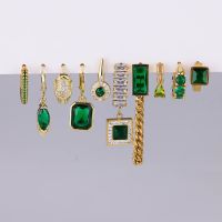1 Earring Zircon Green Dangle Hoop Earrings For Women Stainelss Steel Gold Plated Earrings 2023 Trendy DIY Jewelry Accessories Bar  Wine Tools