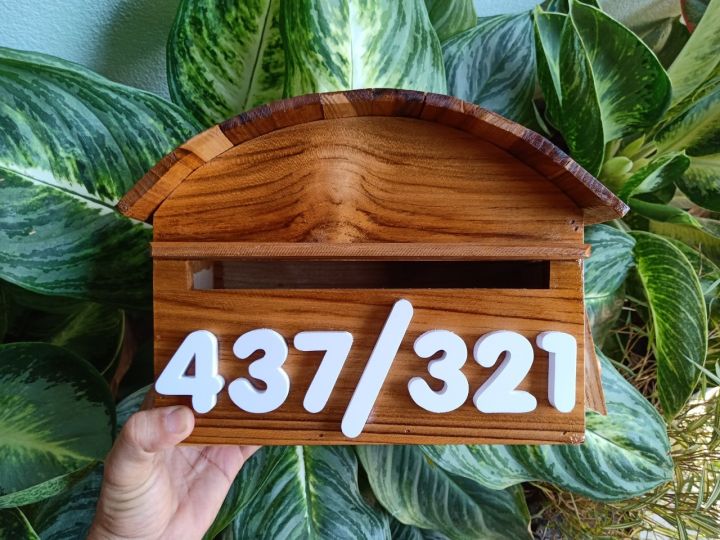 กล่องจดหมายไม้สัก-กล่องจดหมาย-ไม้สัก-บ้านเลขที่-แถมฟรีบ้านเลขที่-งานไม้-กล่องจดหมายพร้อมบ้านเลขที่