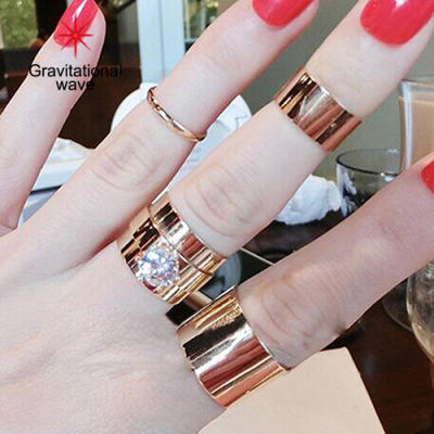 Gravitational Wave 4x Women S Punk Stack Plain Knuckle แหวน Midi Finger แหวนชุด