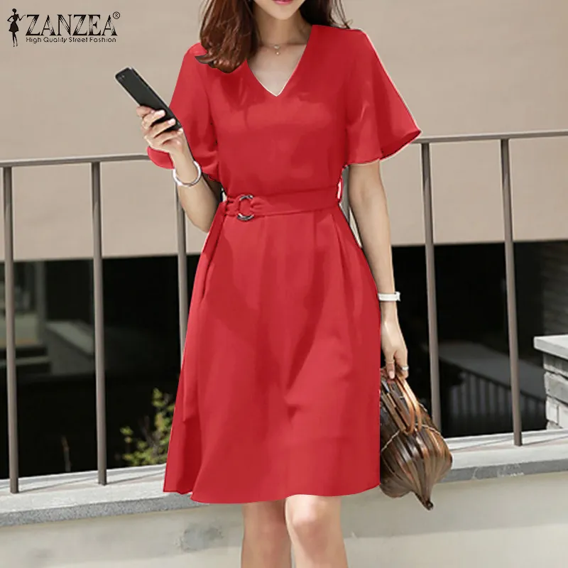 Red on sale korean dress