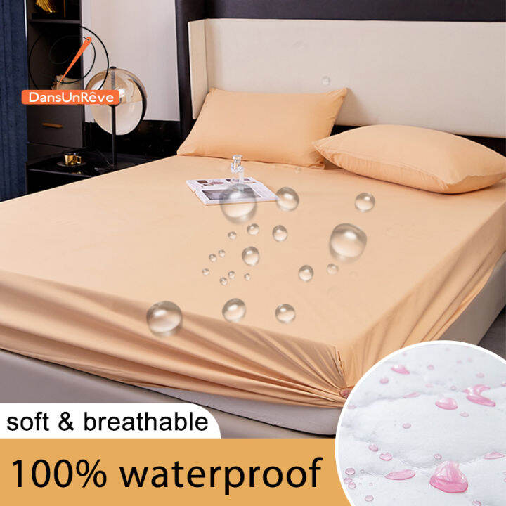 Dansunreve Waterproof Fittedsheet Plain Sofa Bedsheet Hotel White