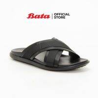 Bata MENS SUMMER รองเท้าแตะชายแบบสวม เปิดส้น สีดำ รหัส 8616822 Mensandal Fashion SUMMER