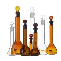 ：{—— New Brown Glass Volumetric Flask Glassware With Stopper Lab Chemistry Laboratory Supply With Stopper Transparent 5Ml-100Ml