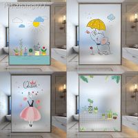 Window Glass Sticker Privacy Frosted Translucent Opaque Toilet Bathroom Office Anti-peep Cartoon Cute Door Windows Film