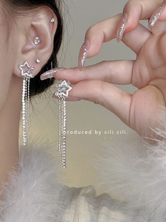 fashion-earrings-ต่างหูเงินแท้925-ต่างหูเกาหลี-ต่างหูแฟชั่น-พร้อมกล่อง