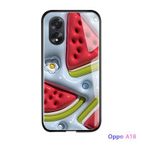 เคสใส่โทรศัพท์สำหรับ A38 A18 OPPO ผลไม้3มิติแบบหรูหราเปลือกนิ่มกล่องกันกระแทกเคสโทรศัพท์มือถือกระจกเทมเปอร์เรียบ