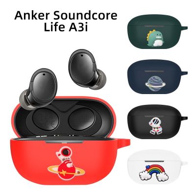 Cartoon Earphone Case Cover For Anker Soundcore Life A3i Silicone Wireless Bluetooth Earbuds Protective Shell Case With Hook Wireless Earbud Cases