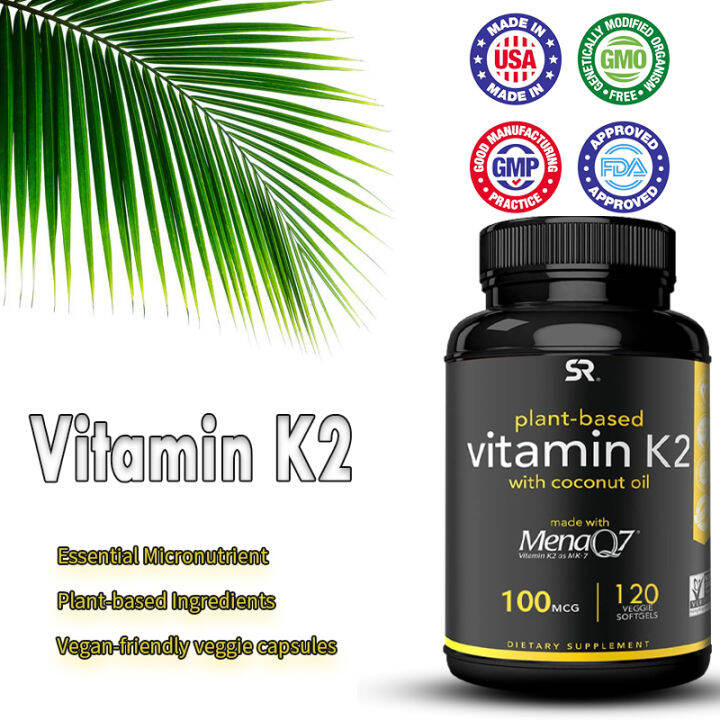100 mcg Vitamin K2 (as MK7) Vegan With Organic Coconut Oil for Better Absorption 120