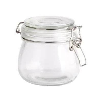 Round glass jar with spring lid - clear