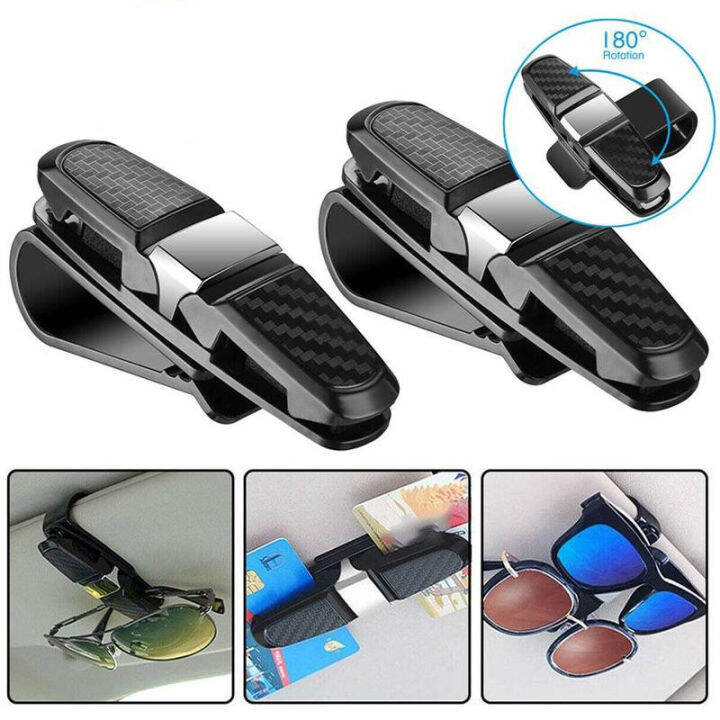 Car Glasses Case Auto Sun Visor Glasses Holder Multifunctional