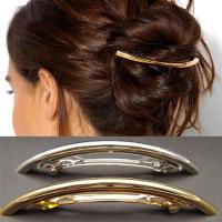 【YF】▲  Hot Sale Fashion Hair Metal Gold/Silver Plain Plated ARC Tube Big Hairgrip Hairpin Clip