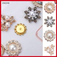 ZHEZHE 10PCS ตัดเย็บเสื้อผ้า เครื่องประดับหมวก คริสตัล กิ๊บติดผมไข่มุก ปุ่ม Rhinestone เครื่องประดับศีรษะ กระดุมมุก