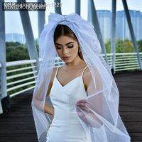 MZA83-Sparkling Usaj61946 Véu De Noiva Com Arco Casamento แวววาว Fio Tule Off-White Camuma Compritento Da Ponta Do Dedo Bling Acessórios