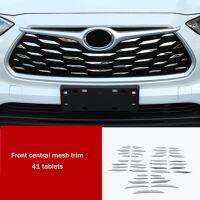 1Set Front Bumper Center Grill Decor Sticker Cover Chrome Decoration Trim for Toyota Highlander Kluger 2021 2022 Accessories Parts Kits