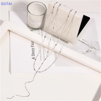 ?【Lowest price】SUTAI สร้อยคอมีพู่สองชั้นแบบย้อนยุคสร้อยคอประดับเลื่อมกลมสำหรับผู้หญิง