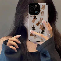 เคสโทรศัพท์หนังสุดหรูสุนัขน่ารักสำหรับ iPhone 14/13/12/11 Pro Max 12 13 Mini 6 6S 7 8 Plus X XR XS Max ปลอกโทรศัพท์กันกระแทกแบบนิ่มคลุมแฟชั่นที่สร้างสรรค์โทรศัพท์พร้อมเลนส์คลุมทั้งหมดป้องกันกล้องฝาครอบ