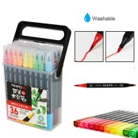 12/18/24/36pcs(box) Colors Art Markers Watercolor Brush Pen Dual Tip Brush Pens Drawing Painting Sketch Marker Pens Art Supplies Highlighters Markers