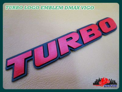 "TURBO" LOGO EMBLEM with for D-MAX VIGO BT50 NAVARA PLATE "RED" STICKER DECAL size 17x1.5 cm. (1 SET) // โลโก้ TURBO สีแดง พร้อมกาวติด สินค้าคุณภาพดี