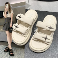 Womens Summer Outwear Slippers Versatile Little Fragrant Wind Star Velcro Cloud Bread Womens Thick Sole Slippers Trend