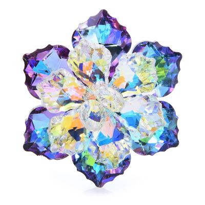 Wuli&amp;baby Shining Glass Flower Brooches For Women 14-color Beauty Office Party Brooch Pin New Year Gifts