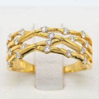 Happy Jewelry แหวนเพชรของแท้ เชือกเพชร หลายเส้นไขว้พันกัน ทองแท้ 9k 37.5% ขายได้ จำนำได้ ME563