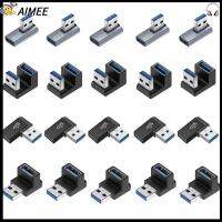 AIMEE 5pcs คอมพิวเตอร์สำหรับคอมพิวเตอร์ แล็ปท็อป 90องศาองศา สนับศอก USB 3.0ตัวเมียเป็นตัวผู้ 10กิกะบิต ตัวแปลงสัญญาณ อะแดปเตอร์ OTG