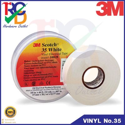 3M เทปพันสายไฟ เทปพันสายไฟสีขาว 3M Size.3/4x66ft White Color 3m scotch 35 white vinyl Electrical Tape