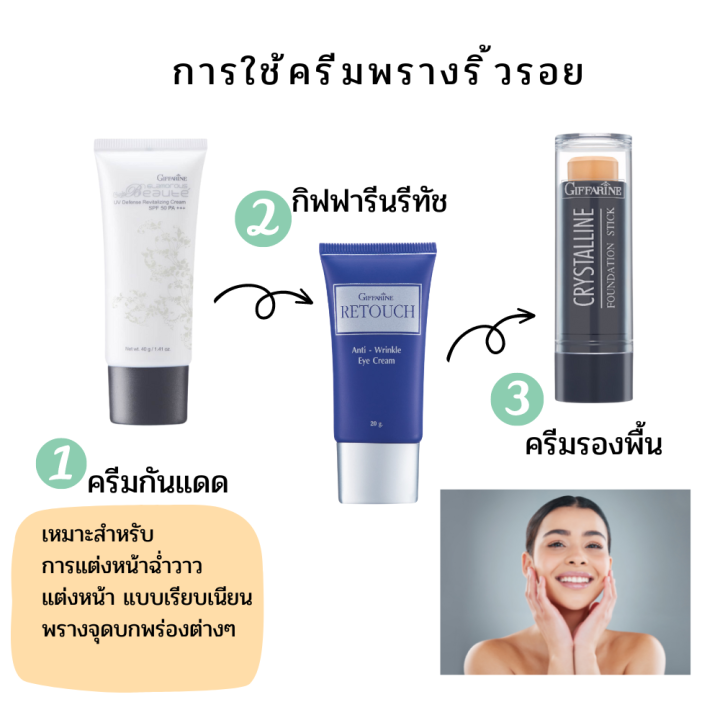 กิฟฟารีน-รีทัช-ไพรเมอร์-พรางริ้วรอย-ก่อนแต่งหน้า-giffarine-retouch-anti-wrinkle-eye-cream