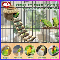 บันไดกะลามะพร้าวธรรมชาติทำรังนกบ้านกรงนกอุปกรณ์จัดสวนสำหรับนก Parakeets Lovebirds