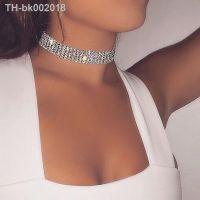 △✶❡ Crystal Rhinestone Choker Necklace Women Wedding Accessories Silver Color Chain Punk Gothic Chokers Jewelry