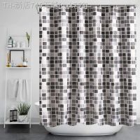 【CW】℗♟✲  Mosaic Curtain Fabric Thickened Shower Bathtub Curtains With Hooks