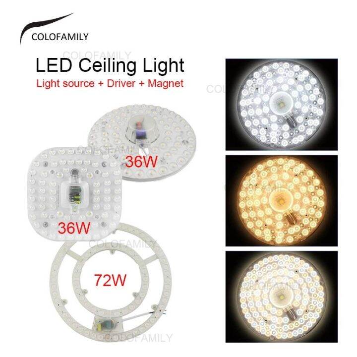 3 Color LED Ceiling Light Replacement (Free Connector) Round Square Lamp Light Living