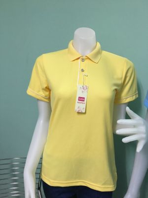 เสื้อโปโลสีเหลือง เสื้อโปโลสุภาพ เสื้อโปโลทำงาน ตัวเปล่า-ผู้หญิง