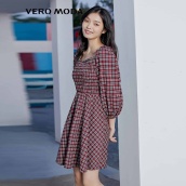 Vero Moda Váy Xòe Chữ A Kẻ Ca Rô Tay Áo Đèn Lồng Cổ Vuông Cho Nữ 320361027