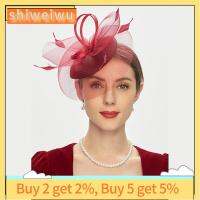 SHIWEIWU2558285 สีทึบทึบ หมวกทรง pillbox พร้อมขนนก งานทำมือ หมวก fascinator สง่างามเรียบหรู น้ำหนักเบามาก คลิปหนีบแต่งงาน งานเลี้ยงน้ำชาปาร์ตี้