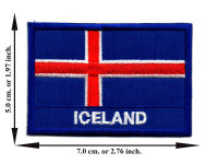 ตัดรีด ตัวรีดติดเสื้อ อาร์มปัก ติดเสื้อปัก ปักเสื้อ DIY ลายธง ICELAND สีน้ำเงิน มีบริการเก็บเงินปลายทาง