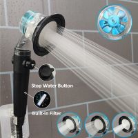 Zloog Turbocharged Shower Head 3 Mode High Pressure Handle Showerhead with Adjustable Button Filter Rainfall Fan Bathroom Shower Showerheads