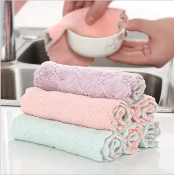 2-8Pcs Kitchen Dish Cloths Reusable Dish Towels Double-layer