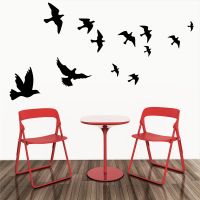 hot selling black flying birds wall decals for living room bedroom home decoration vinyl removable animals stickers art